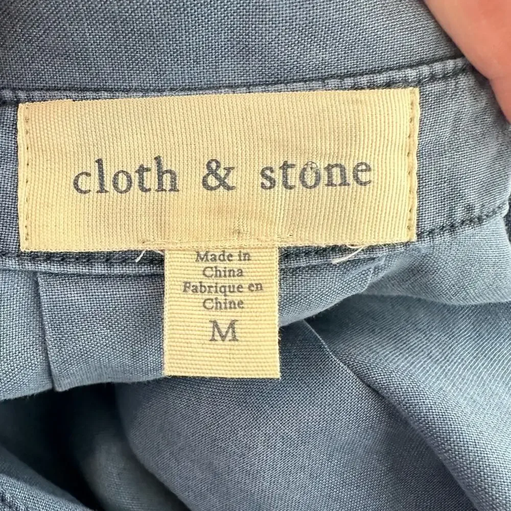 Cloth & Stone Farryn Laced Back Chambray Denim Tencel Shirt Dress Size Medium